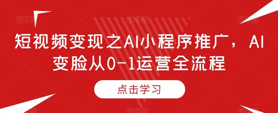 短视频变现之AI小程序推广，AI变脸从0-1运营全流程-天韵资源网