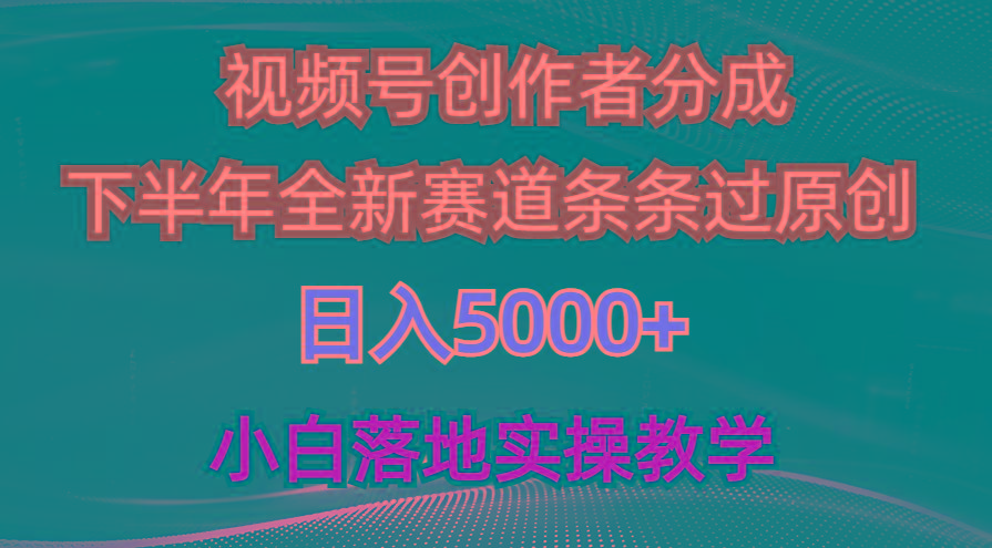 视频号创作者分成最新玩法，日入5000+  下半年全新赛道条条过原创，小…-天韵资源网