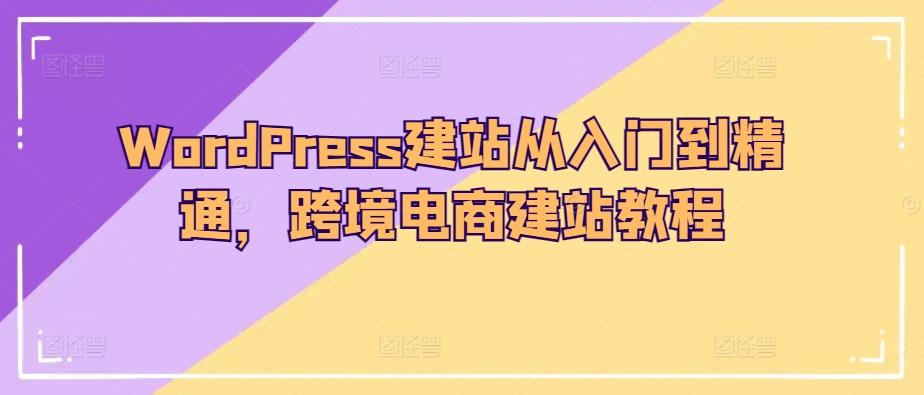 WordPress建站从入门到精通，跨境电商建站教程-天韵资源网