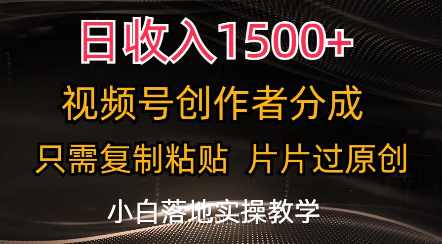 日收入1500+，视频号创作者分成，只需复制粘贴，片片过原创，小白也可…-天韵资源网