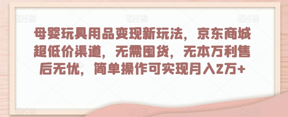 母婴玩具用品变现新玩法，京东商城超低价渠道，简单操作可实现月入2万+【揭秘】-天韵资源网