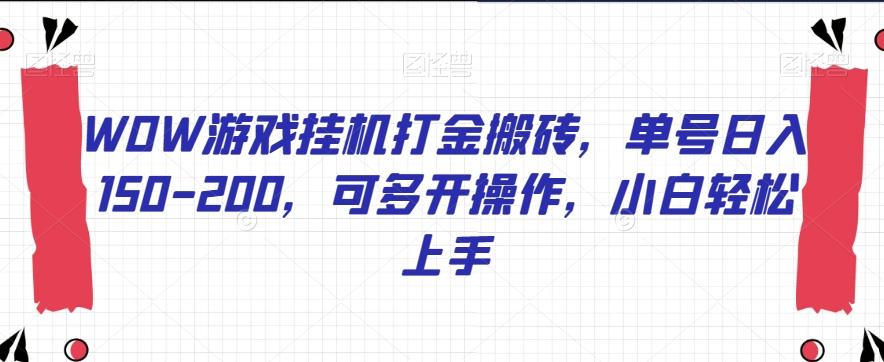 WOW游戏挂机打金搬砖，单号日入150-200，可多开操作，小白轻松上手【揭秘】-天韵资源网