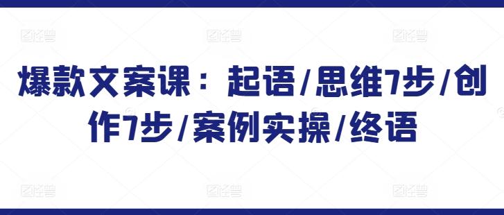 爆款文案课：起语/思维7步/创作7步/案例实操/终语-天韵资源网