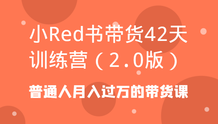小Red书带货42天训练营(2.0版)普通人月入过万的带货课-天韵资源网