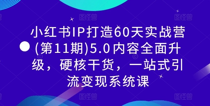小红书IP打造60天实战营(第11期)5.0​内容全面升级，硬核干货，一站式引流变现系统课-天韵资源网