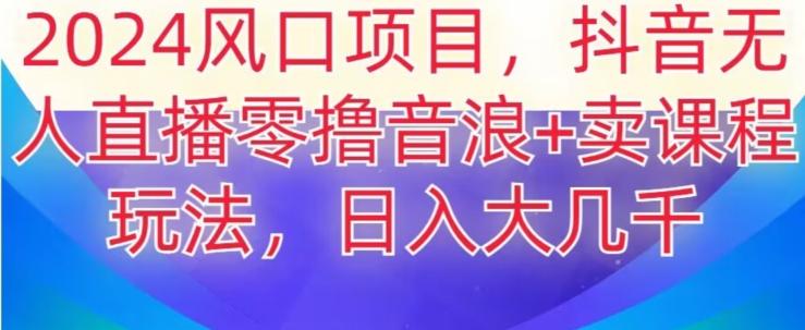 2024风口项目，抖音无人主播撸音浪+卖课程玩法，日入大几千【揭秘】-天韵资源网