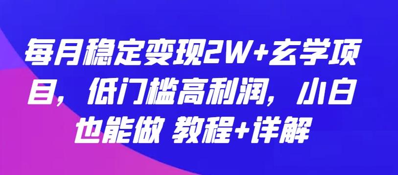 每月稳定变现2W+玄学项目，低门槛高利润，小白也能做 教程+详解【揭秘】-天韵资源网
