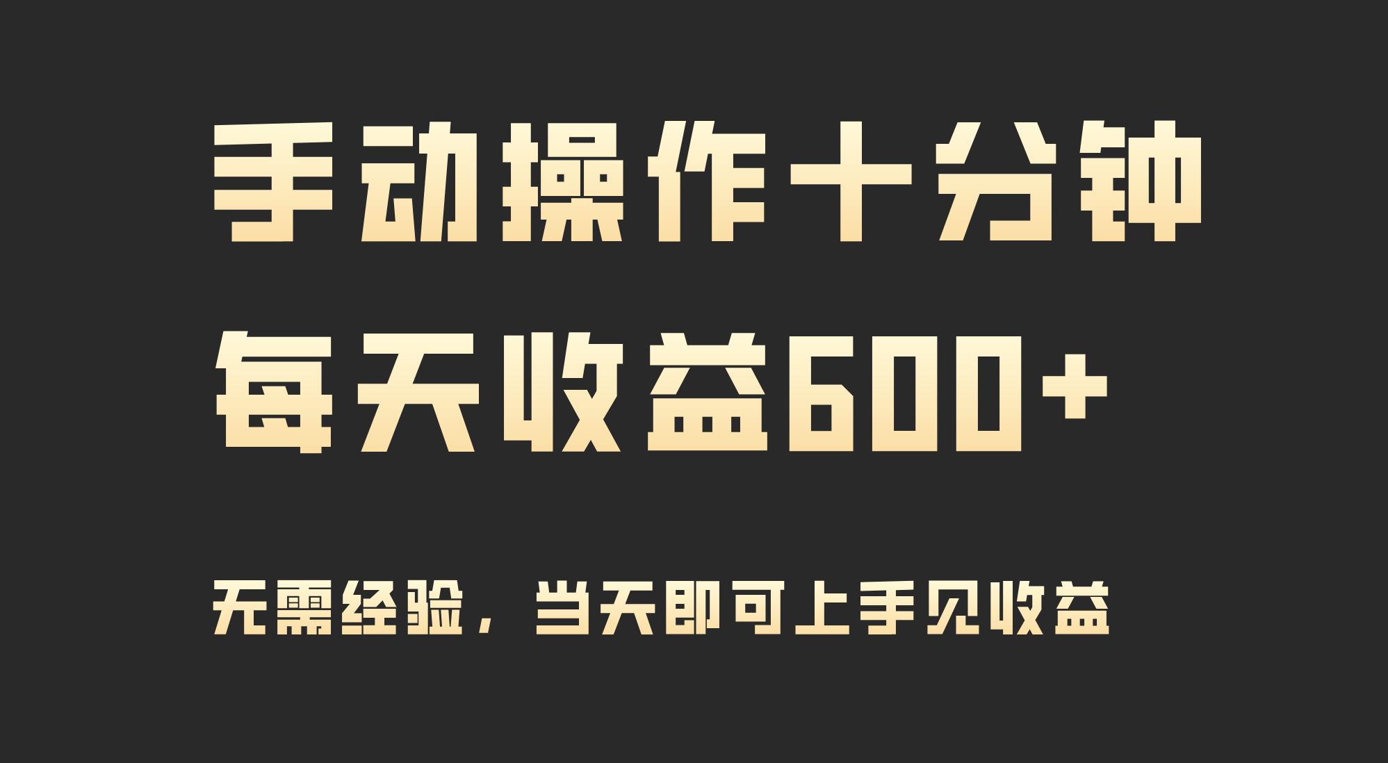 (9324期)手动操作十分钟，每天收益600+，当天实操当天见收益-天韵资源网