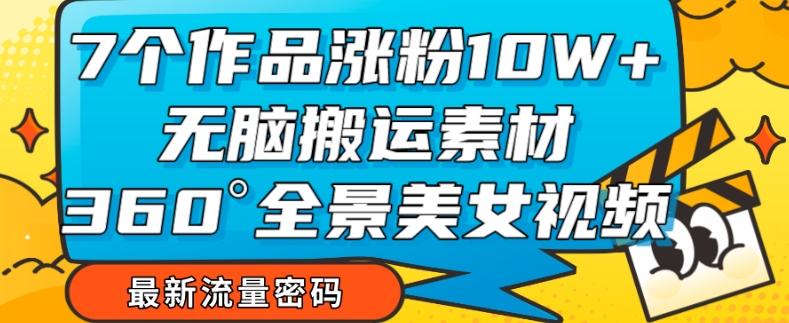7个作品涨粉10W+，无脑搬运素材，全景美女视频爆款玩法分享【揭秘】-天韵资源网