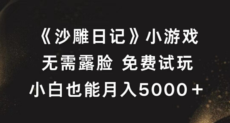《沙雕日记》小游戏，无需露脸免费试玩，小白也能月入5000+【揭秘】-天韵资源网