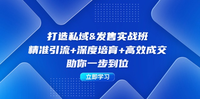 打造私域&发售实操班：精准引流+深度培育+高效成交，助你一步到位-天韵资源网