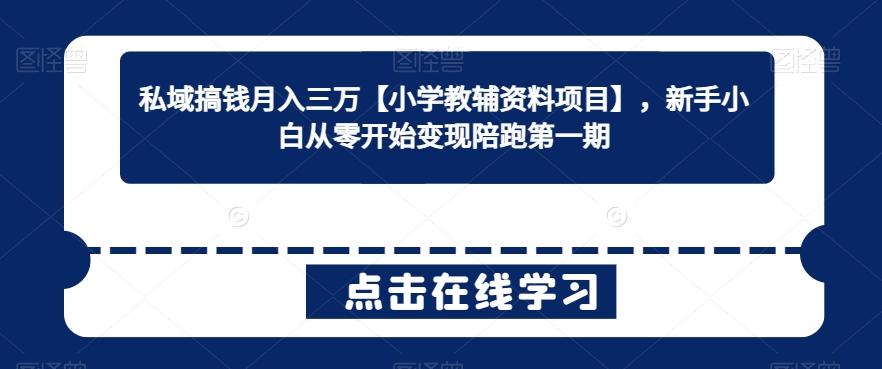 私域搞钱月入三万【小学教辅资料项目】，新手小白从零开始变现陪跑第一期-天韵资源网