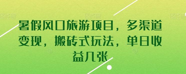 暑假风口旅游项目，多渠道变现，搬砖式玩法，单日收益几张【揭秘】-天韵资源网