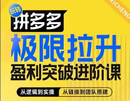 拼多多极限拉升盈利突破进阶课，​从算法到玩法，从玩法到团队搭建，体系化系统性帮助商家实现利润提升-天韵资源网