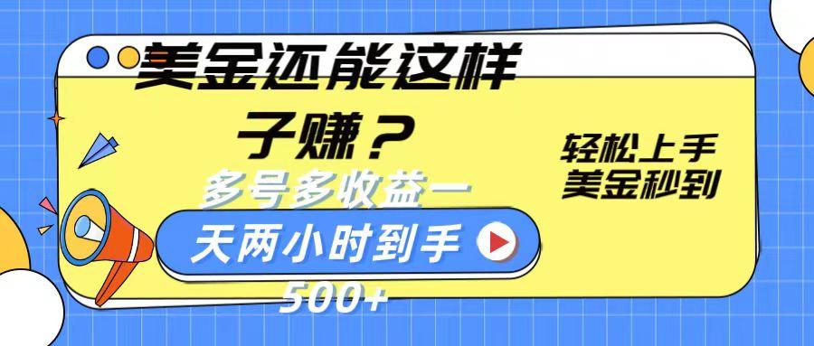 美金还能这样子赚？轻松上手，美金秒到账 多号多收益，一天 两小时，到手500+-天韵资源网