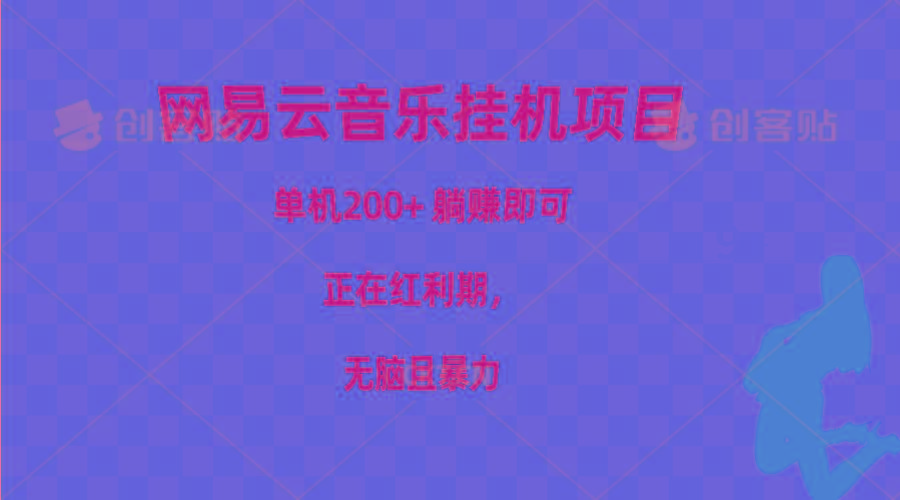 网易云音乐挂机项目，单机200+，躺赚即可，正在红利期，无脑且暴力-天韵资源网