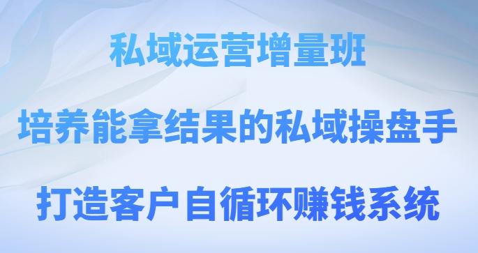 私域运营增量班，培养能拿结果的私域操盘手，打造客户自循环赚钱系统-天韵资源网