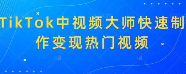 TikTok中视频大师快速制作变现热门视频-天韵资源网