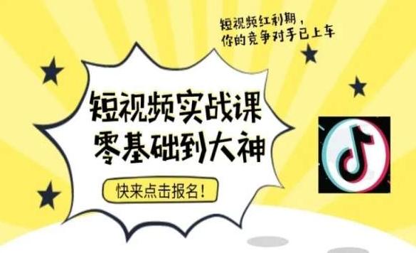 短视频零基础落地实操训练营，短视频实战课零基础到大神-天韵资源网