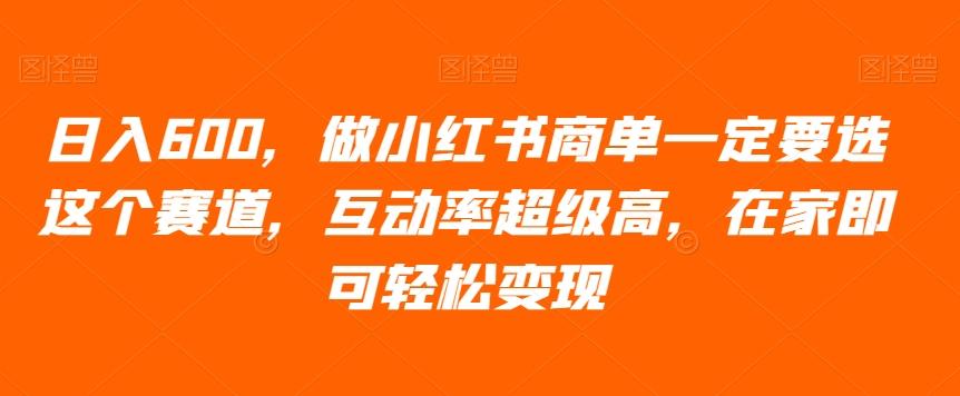 日入600，做小红书商单一定要选这个赛道，互动率超级高，在家即可轻松变现-天韵资源网