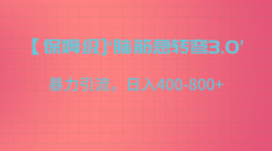 【保姆级】‘脑筋急转去3.0’暴力引流、日入400-800+-天韵资源网