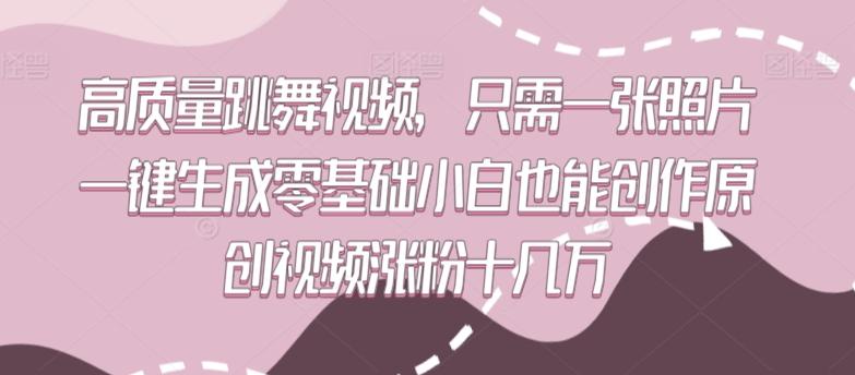 高质量跳舞视频，只需一张照片一键生成零基础小白也能创作原创视频涨粉十几万【揭秘】-天韵资源网