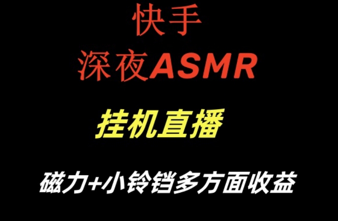 快手深夜ASMR挂机直播，磁力+小铃铛收益(附带工具和5G素材)【揭秘】-天韵资源网