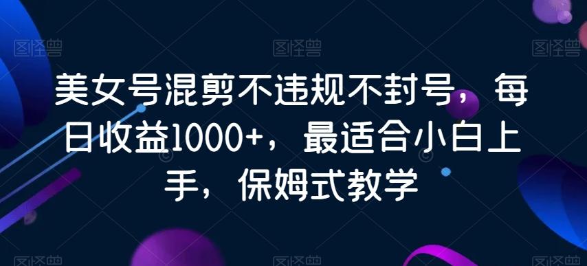 美女号混剪不违规不封号，每日收益1000+，最适合小白上手，保姆式教学-天韵资源网