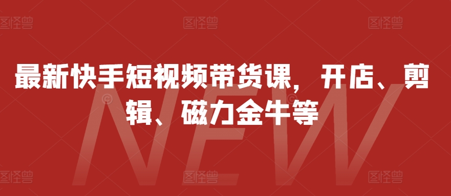 最新快手短视频带货课，开店、剪辑、磁力金牛等-天韵资源网