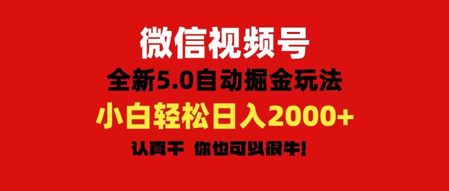 微信视频号变现，5.0全新自动掘金玩法，日入利润2000+有手就行-天韵资源网