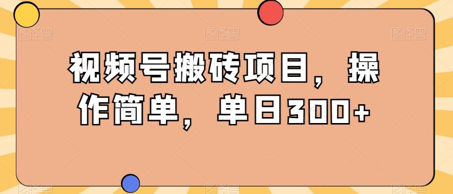 视频号搬砖项目，操作简单，单日300+-天韵资源网