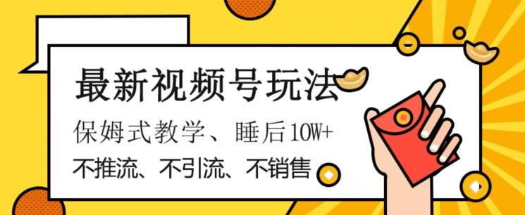 最新视频号玩法，不销售、不引流、不推广，躺着月入1W+，保姆式教学，小白轻松上手【揭秘】-天韵资源网