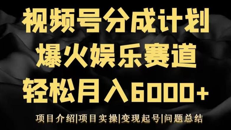视频号创作分成计划之娱乐赛道轻松日入500+-天韵资源网