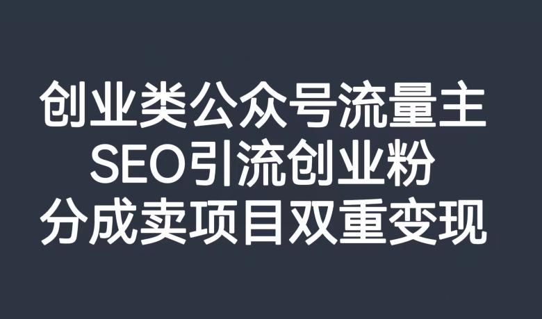 创业类公众号流量主，SEO引流创业粉，分成卖项目双重变现【揭秘】-天韵资源网