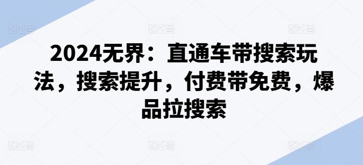 2024无界：直通车带搜索玩法，搜索提升，付费带免费，爆品拉搜索-天韵资源网