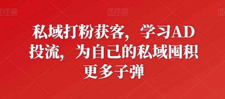 私域打粉获客，学习AD投流，为自己的私域囤积更多子弹-天韵资源网
