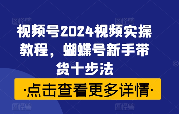 视频号2024视频实操教程，蝴蝶号新手带货十步法-天韵资源网