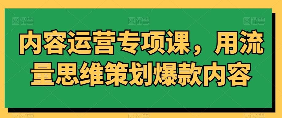 内容运营专项课，用流量思维策划爆款内容-天韵资源网