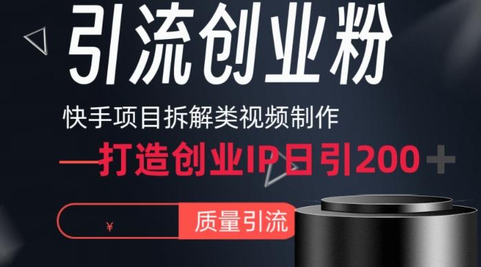 快手项目拆解类视频详细制作流程打造个人IP，单日引流200+高质量创业粉【揭秘】-天韵资源网