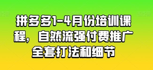 拼多多1-4月份培训课程，自然流强付费推广全套打法和细节-天韵资源网