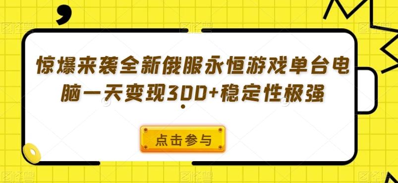 惊爆来袭全新俄服永恒游戏单台电脑一天变现300+稳定性极强-天韵资源网