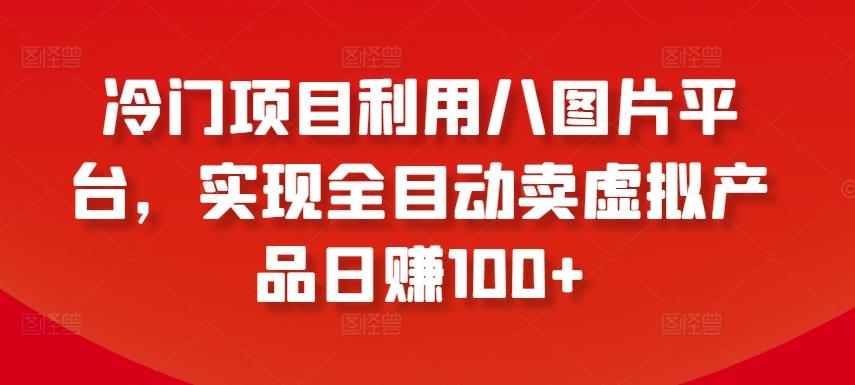 冷门项目利用八图片平台，实现全目动卖虚拟产品日赚100+【揭秘】-天韵资源网