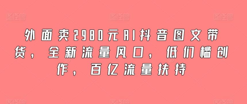 外面卖2980元AI抖音图文带货，全新流量风口，低们槛创作，百亿流量扶持-天韵资源网
