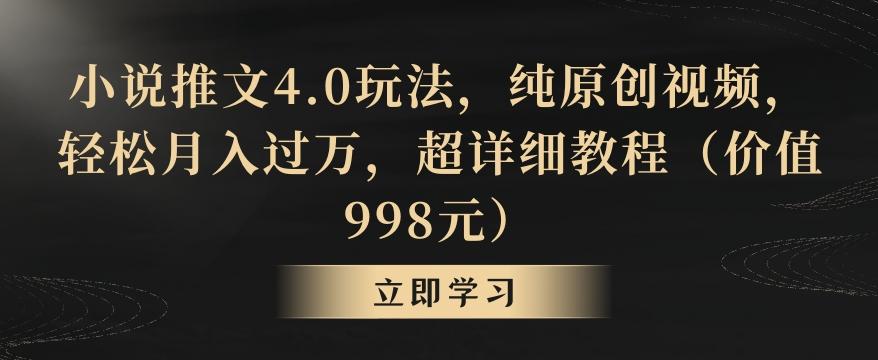 小说推文4.0玩法，纯原创视频，轻松月入过万，超详细教程(价值998元)【揭秘】-天韵资源网