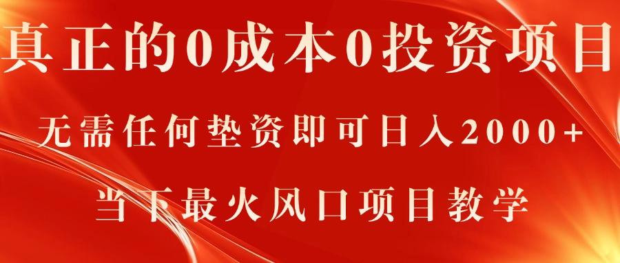 真正的0成本0投资项目，无需任何垫资即可日入2000+，当下最火风口项目教学-天韵资源网