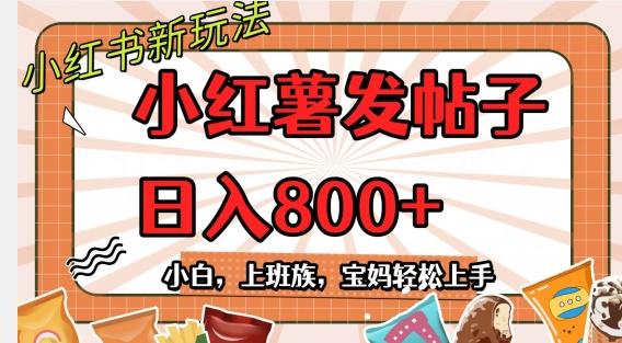 小红薯发日常帖子，日入800+小白专属项目可批量操作-天韵资源网