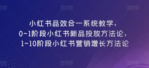 小红书品效合一系统教学，​0~1阶段小红书新品投放方法论，​1~10阶段小红书营销增长方法论-天韵资源网