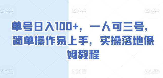 单号日入100+，一人可三号，简单操作易上手，实操落地保姆教程【揭秘】-天韵资源网
