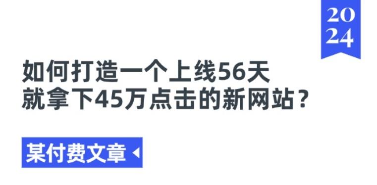 某付费文章《如何打造一个上线56天就拿下45万点击的新网站?》-天韵资源网