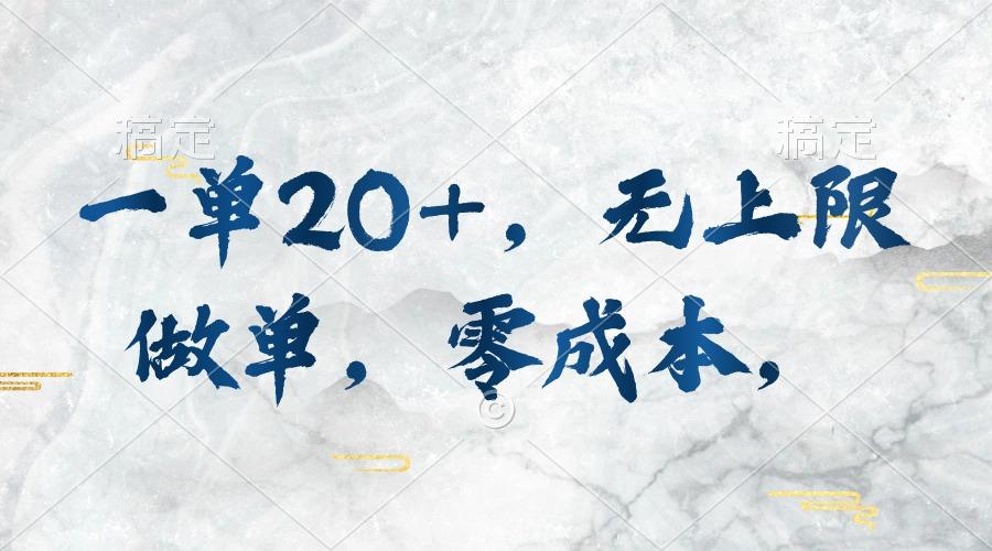 一单20+，无上限做单，零成本，执行就有收入-天韵资源网